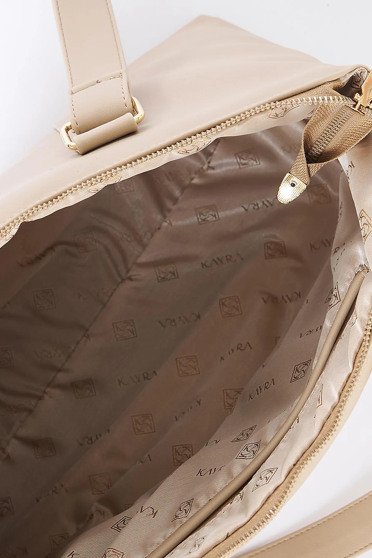 Leather Look Extendable Strap Large Bag Taupe
