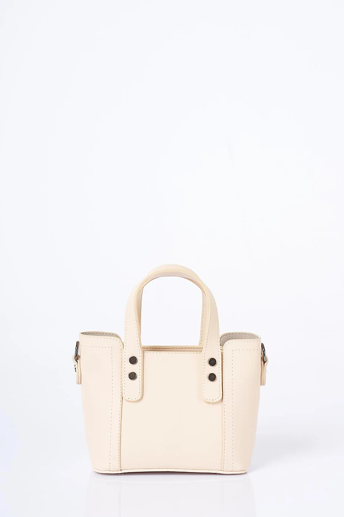 Chain Shoulder Strap Monogram Logo Faux Leather Tote Bag Cream