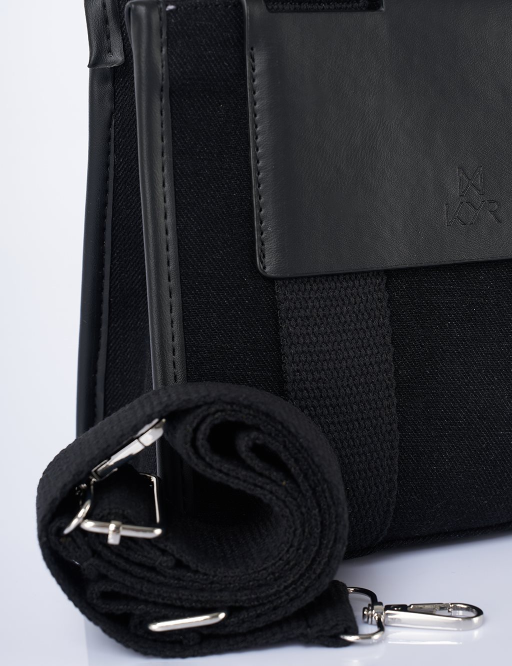 Strap Detailed Denim Bag Grey