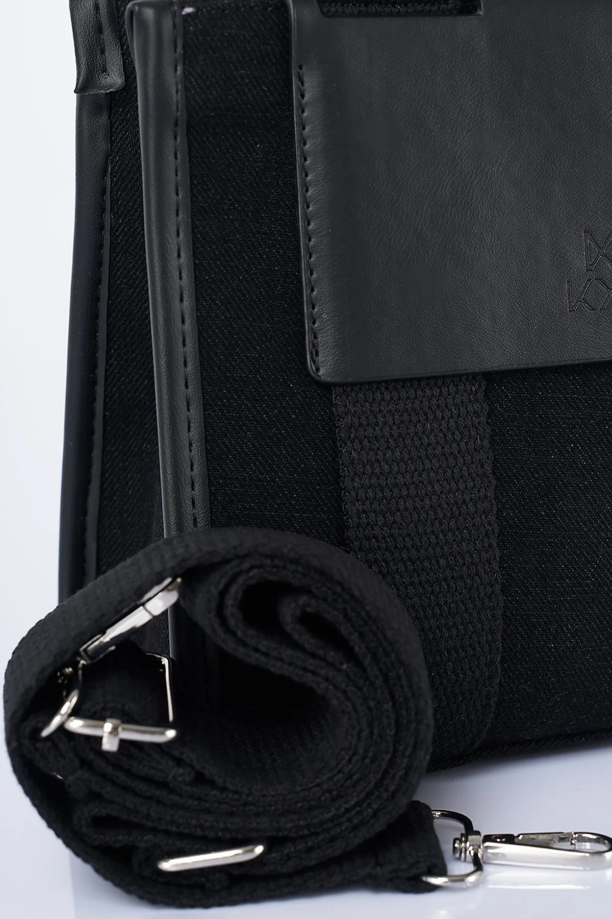 Strap Detailed Denim Bag Grey