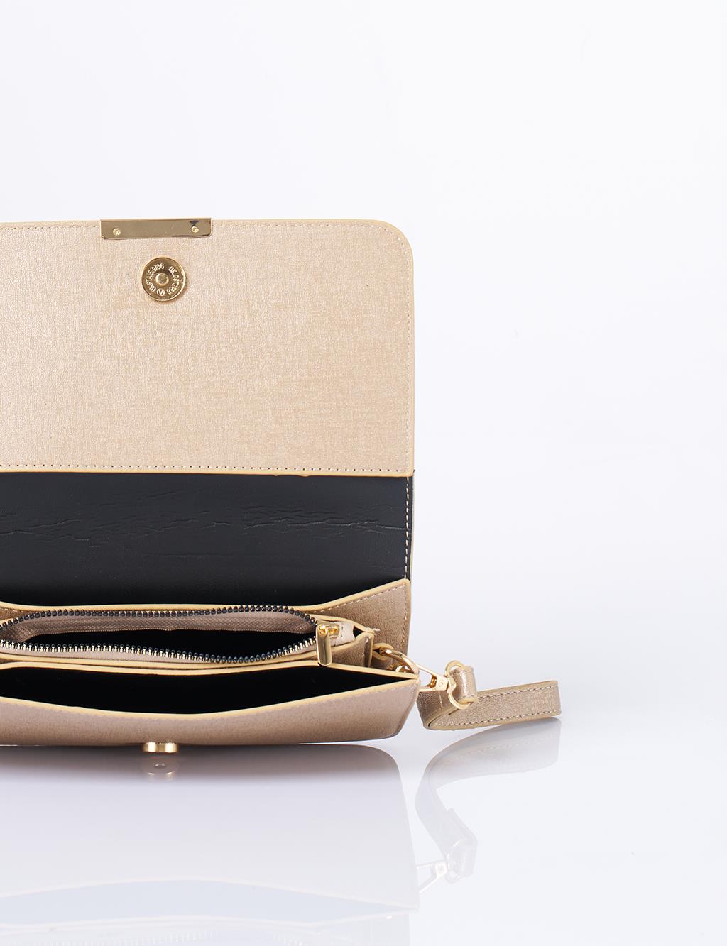 Kapaklı Çanta Cüzdan Gold 
