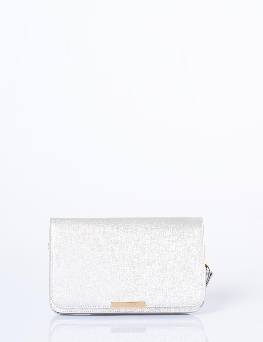 Kapaklı Çanta Cüzdan Gümüş 