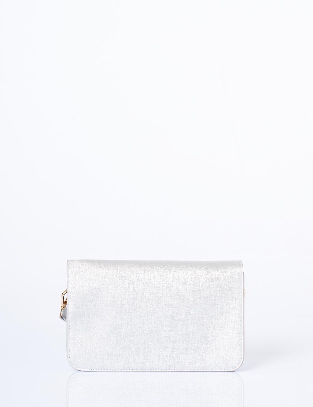 Kapaklı Çanta Cüzdan Gümüş 