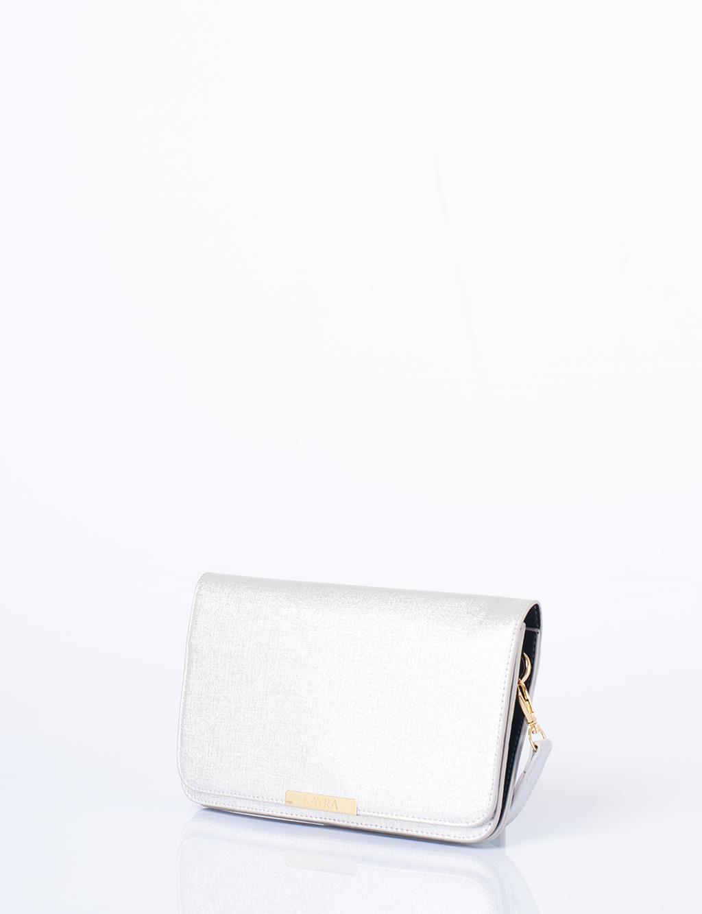 Kapaklı Çanta Cüzdan Gümüş 