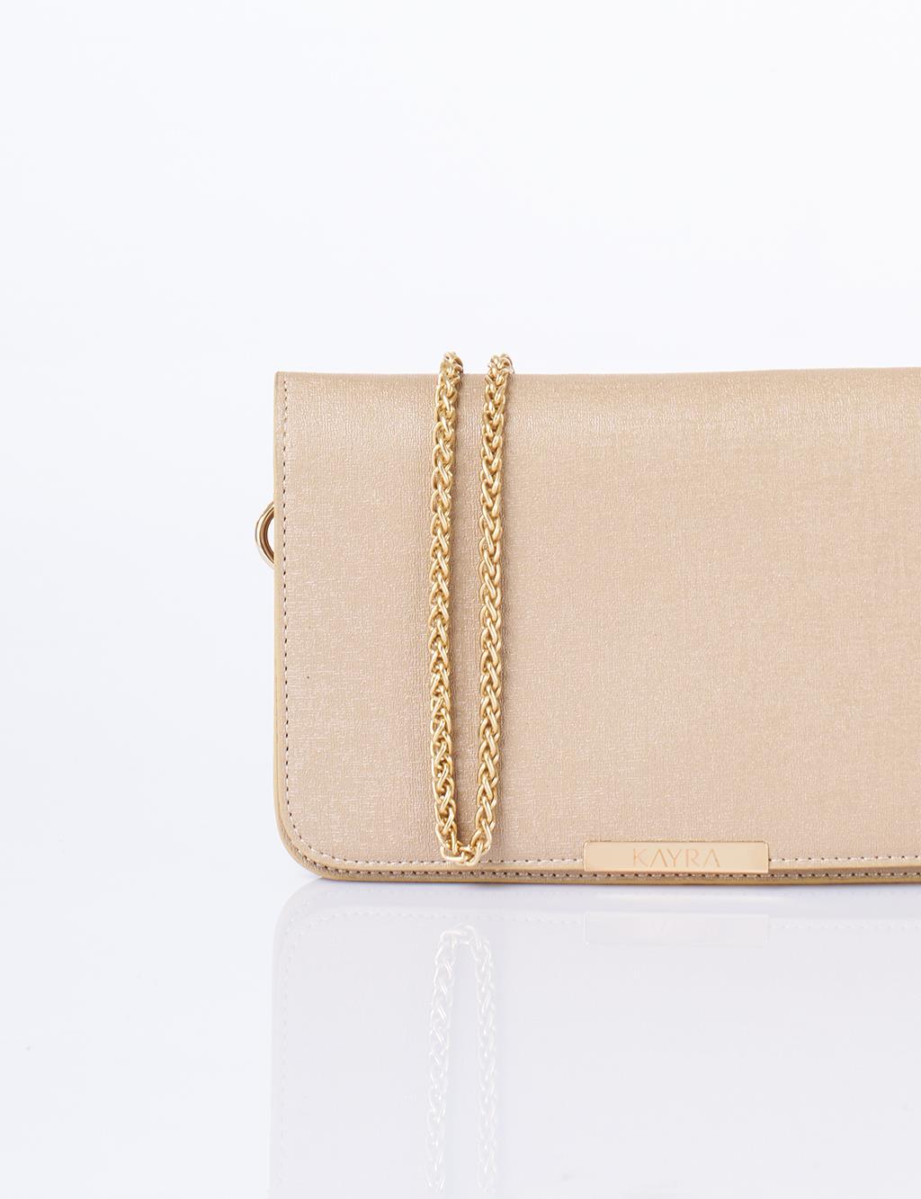 Kapaklı Çanta Cüzdan Gold 