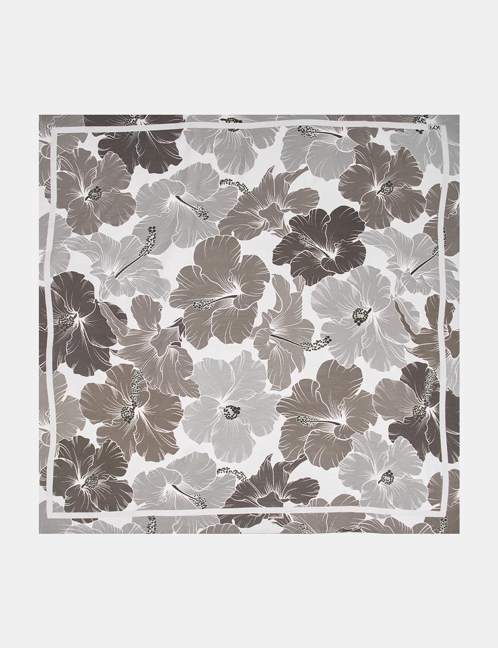 Lily Pattern Viscose Scarf in Smoke Color