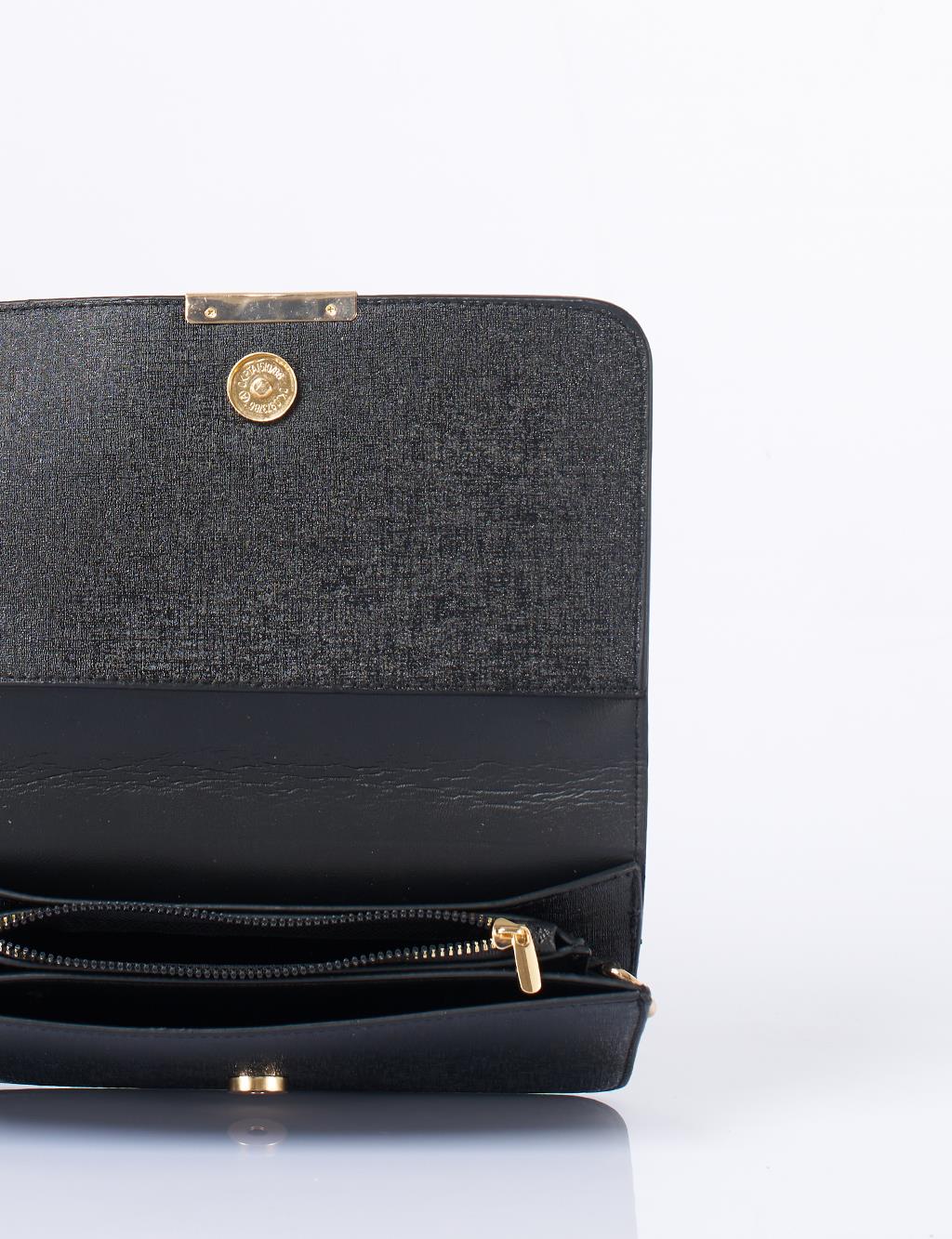 Kapaklı Çanta Cüzdan Siyah 