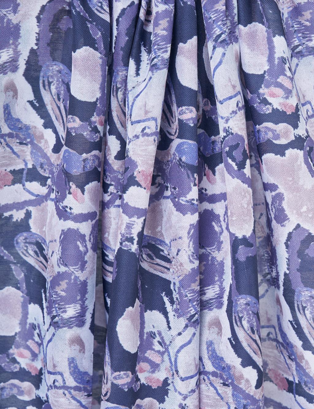 Batik Desenli Şal Lacivert 