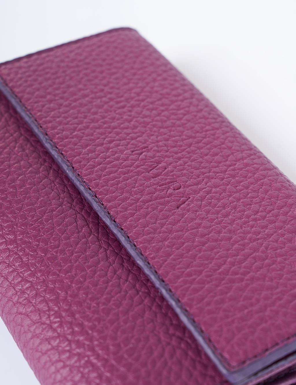 Faux Leather Rectangular Wallet in Plum