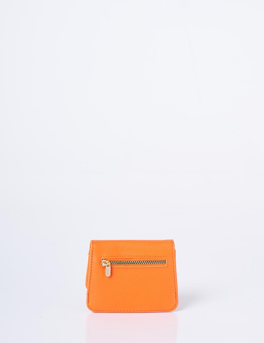 Faux Leather Square Wallet Orange