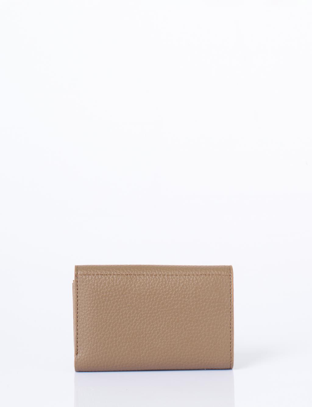 Suni Deri Dikdörtgen Form Cüzdan Koyu Kahve 