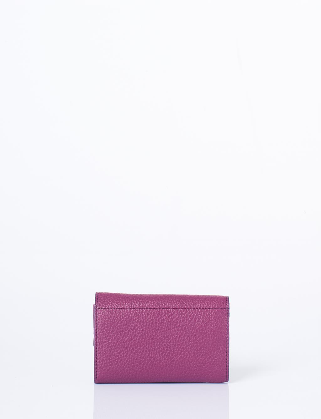 Faux Leather Rectangular Wallet in Plum