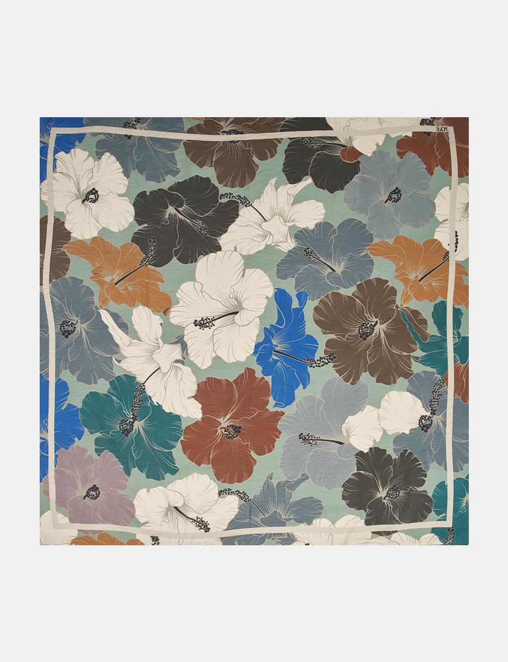 Lily Pattern Viscose Scarf in Mint