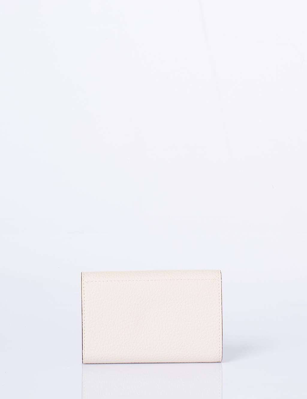 Faux Leather Rectangular Wallet in Cream