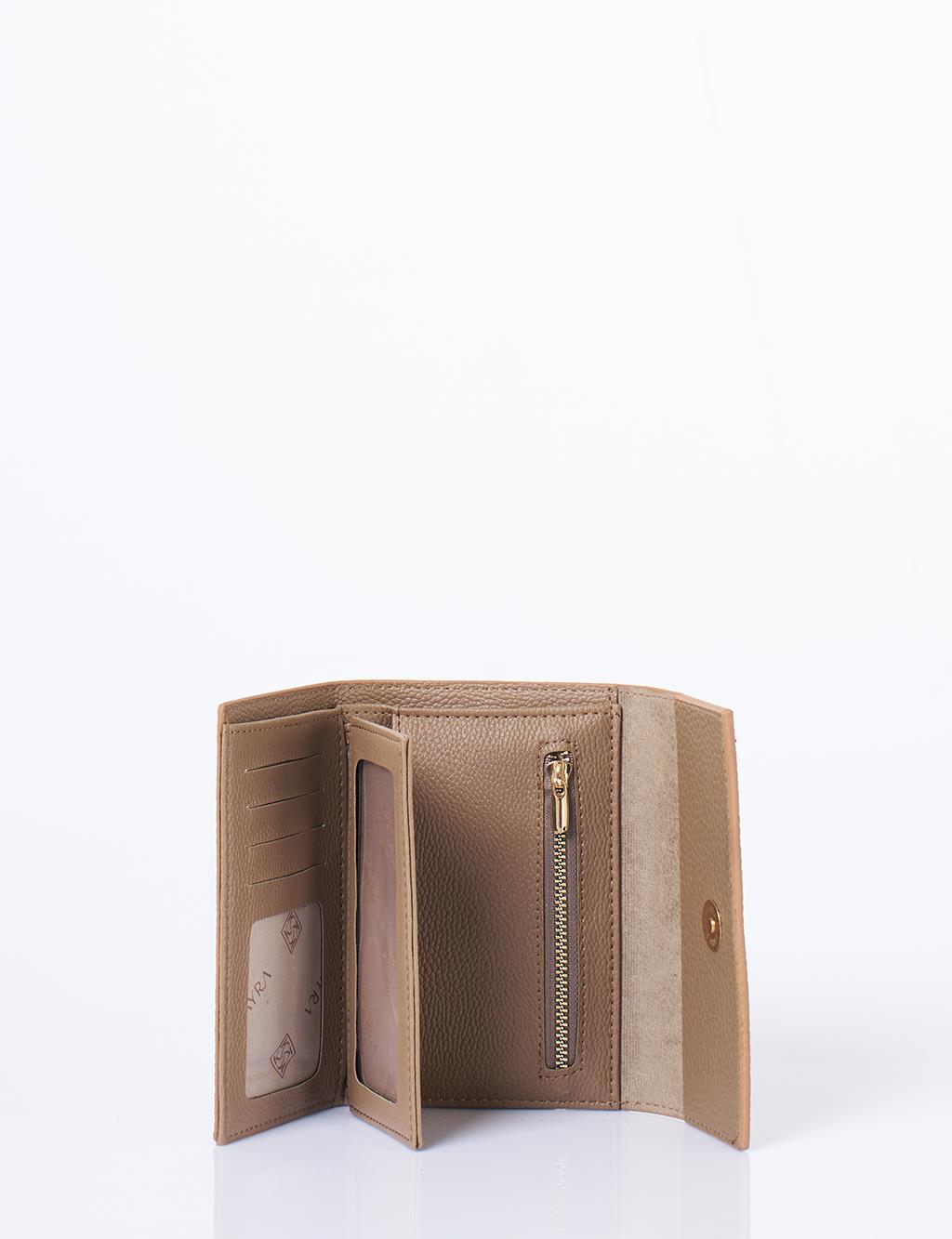 Suni Deri Dikdörtgen Form Cüzdan Koyu Kahve 