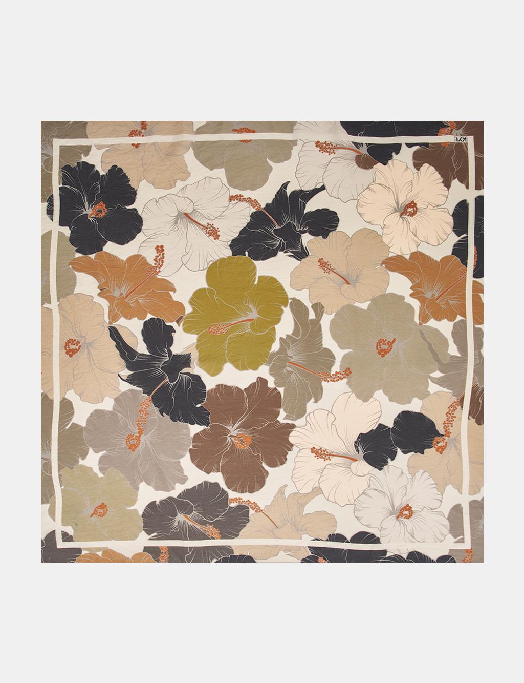 Lily Pattern Viscose Scarf in Black