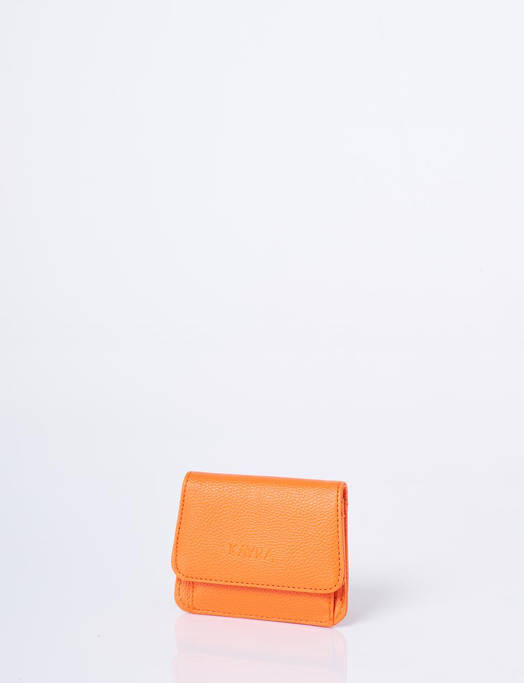 Faux Leather Square Wallet Orange