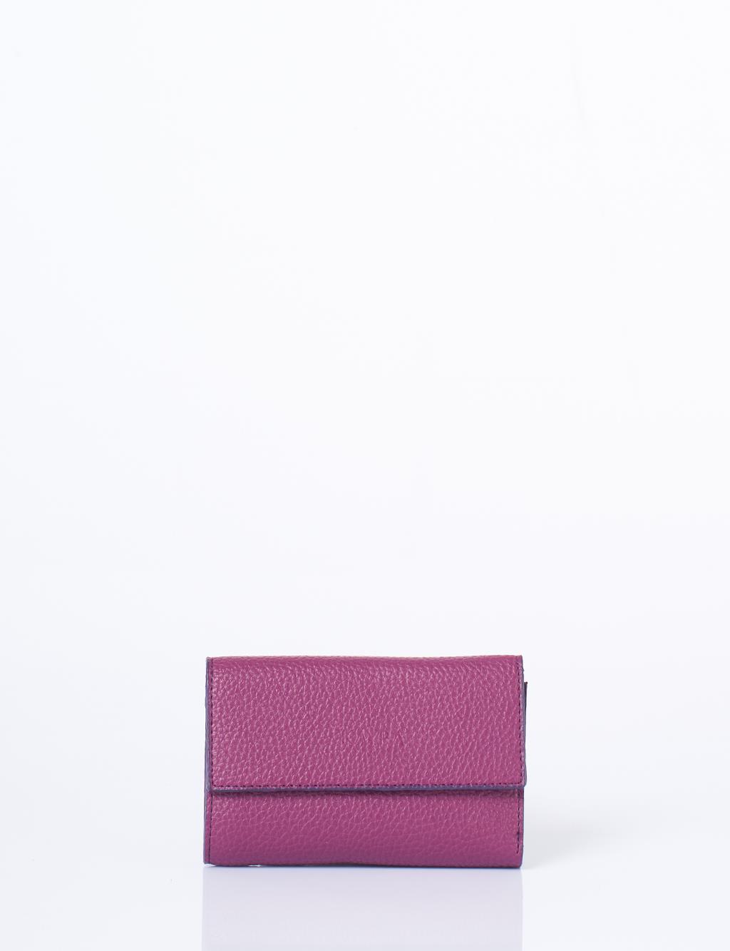 Faux Leather Rectangular Wallet in Plum