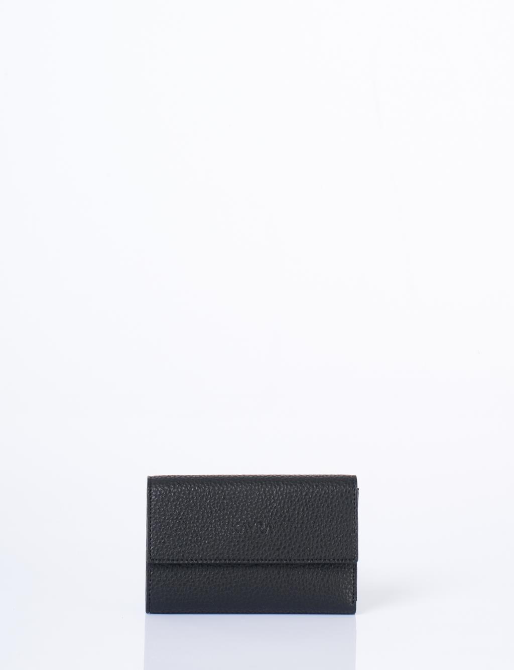 Faux Leather Rectangular Wallet in Black