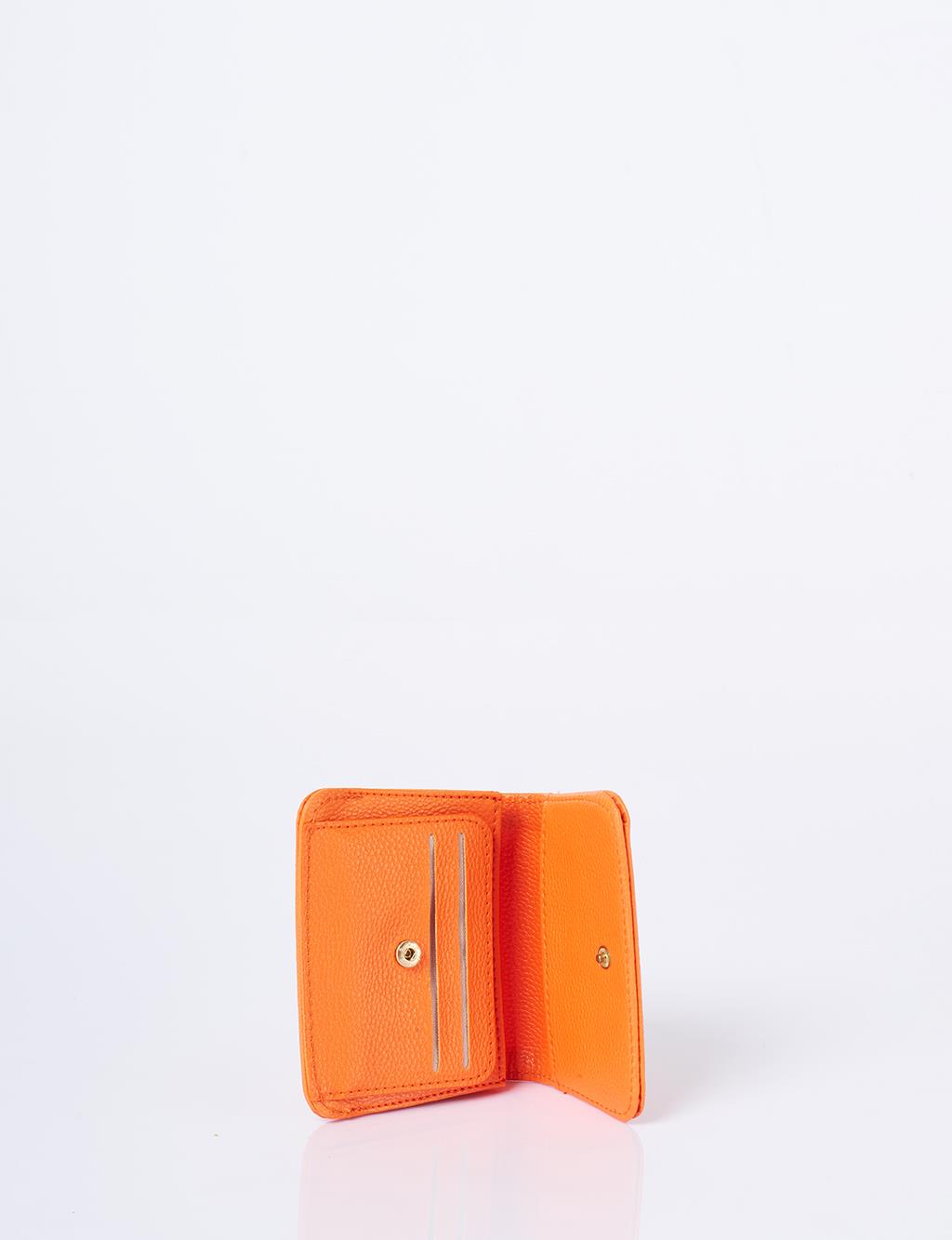 Faux Leather Square Wallet Orange