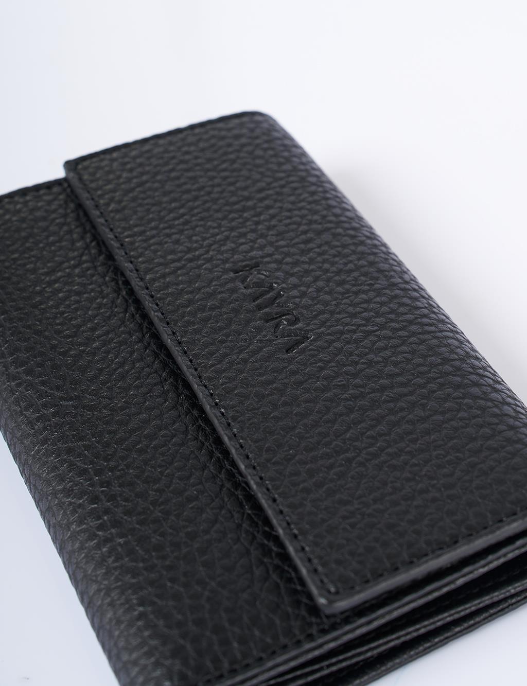 Faux Leather Rectangular Wallet in Black