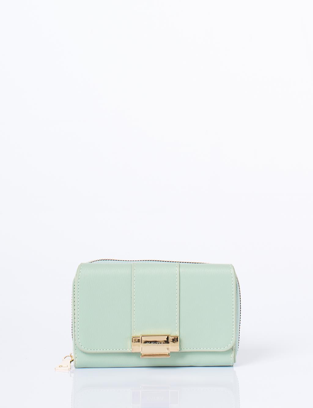 Gold Tokalı Fermuarlı Cüzdan Mint 