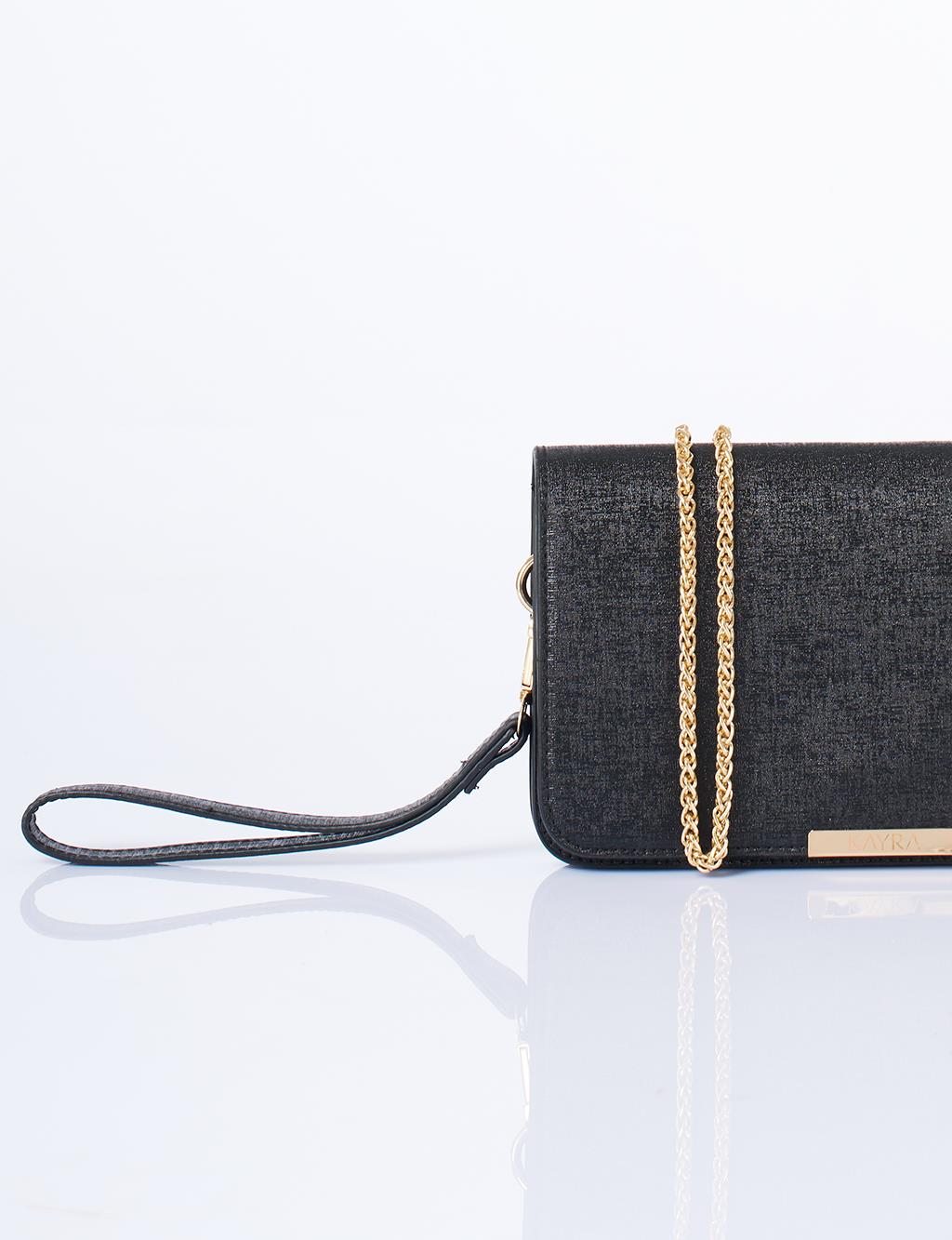 Kapaklı Çanta Cüzdan Siyah 