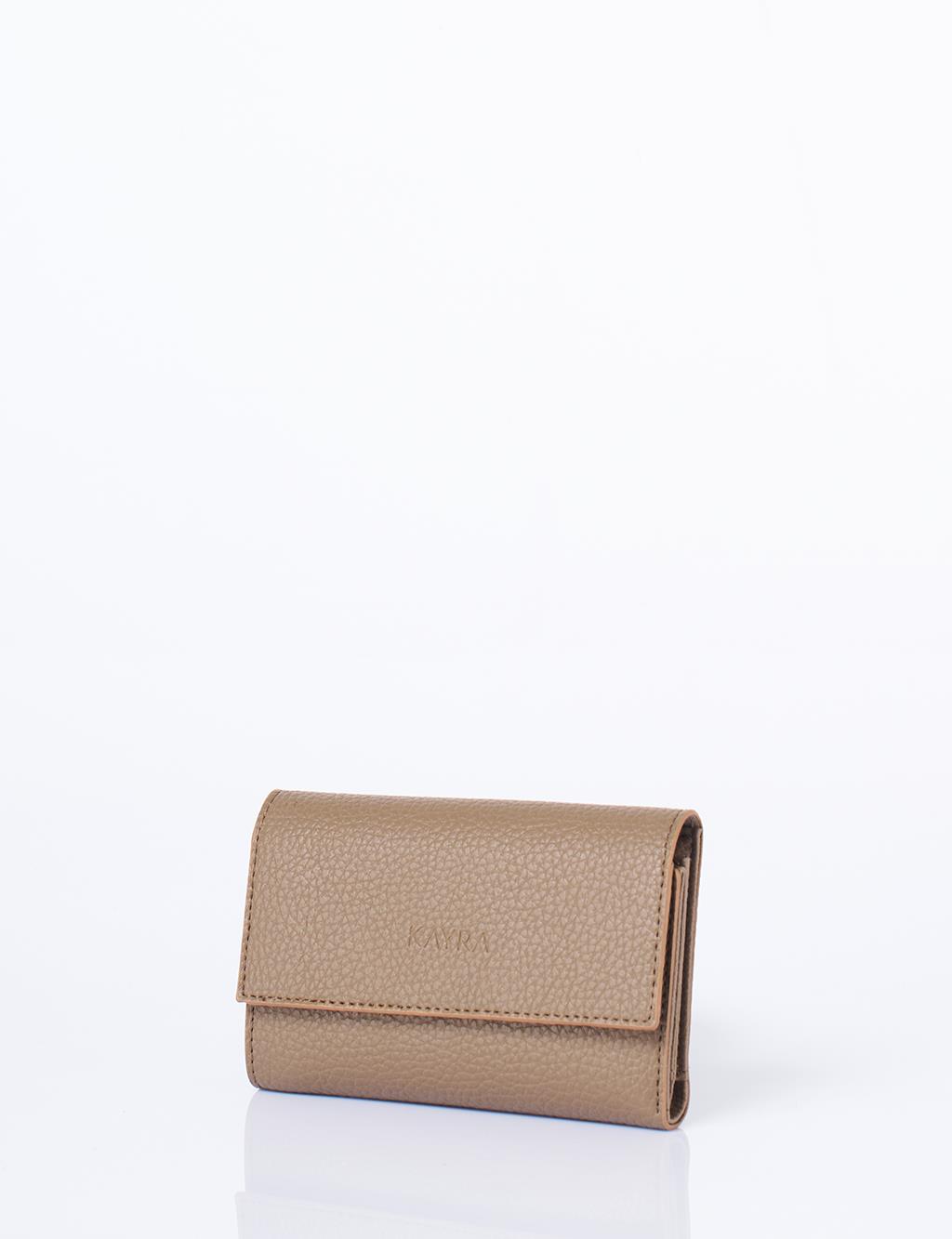 Suni Deri Dikdörtgen Form Cüzdan Koyu Kahve 