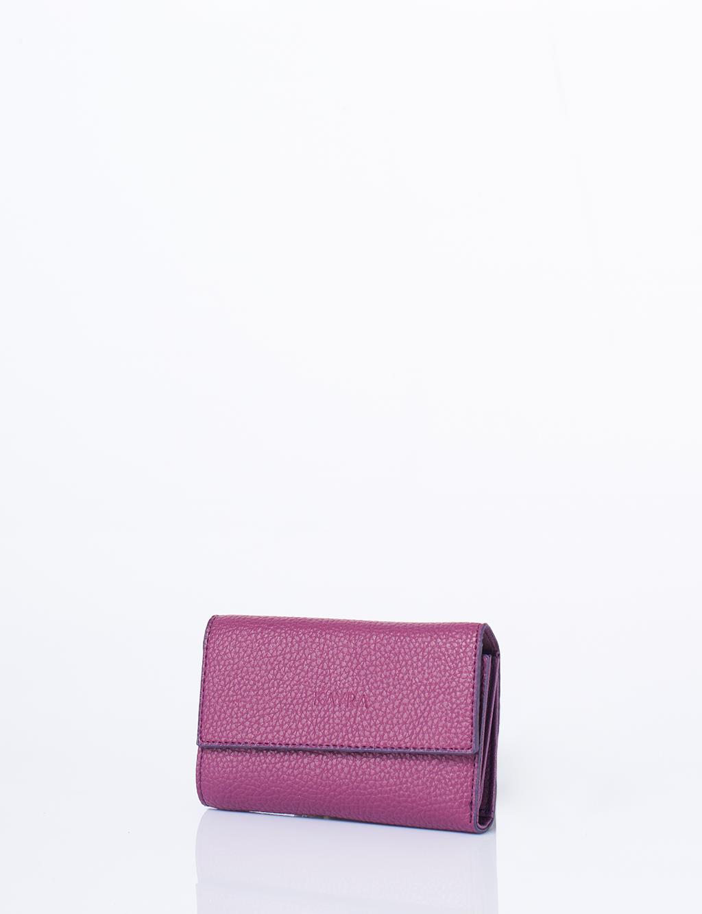 Faux Leather Rectangular Wallet in Plum