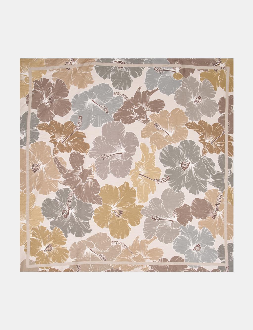 Lily Pattern Viscose Scarf in Beige