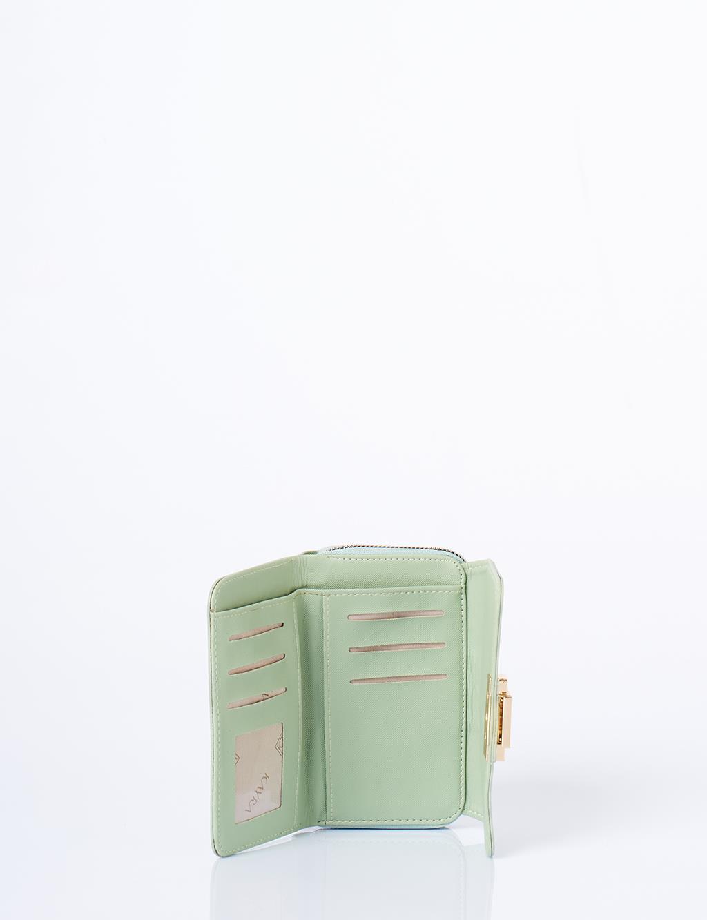 Gold Tokalı Fermuarlı Cüzdan Mint 