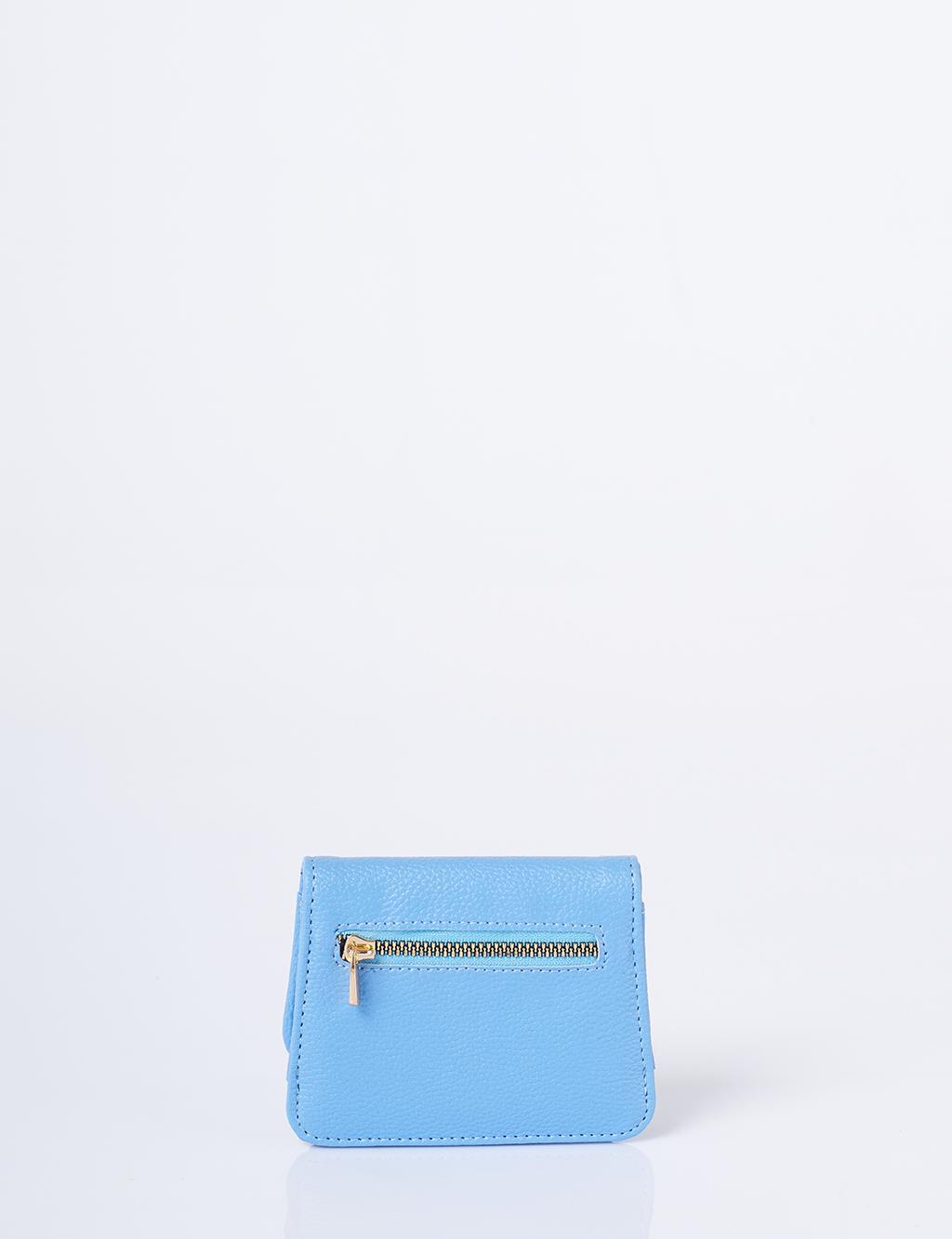 Faux Leather Square Wallet Indigo