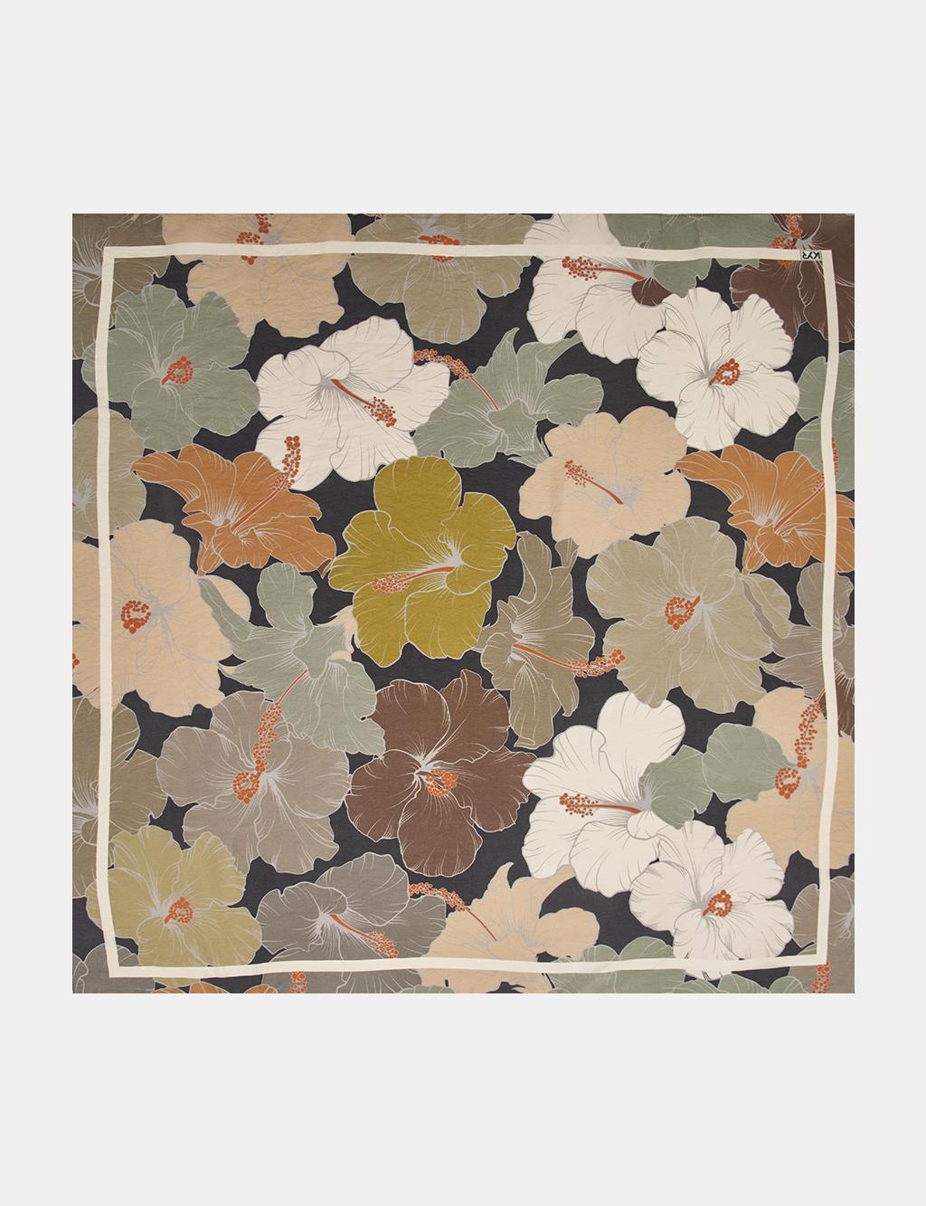 Lily Pattern Viscose Scarf in Mink