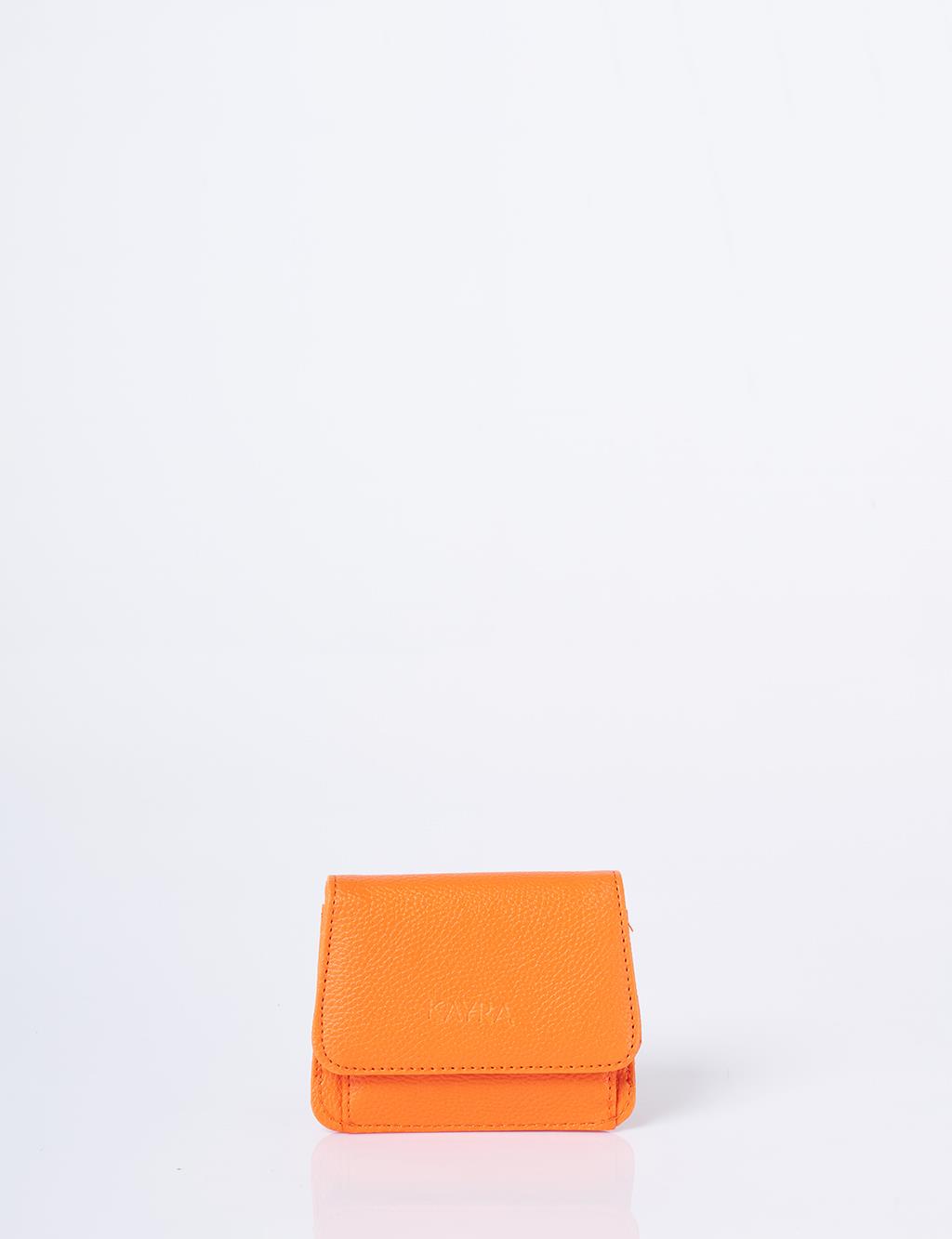 Faux Leather Square Wallet Orange