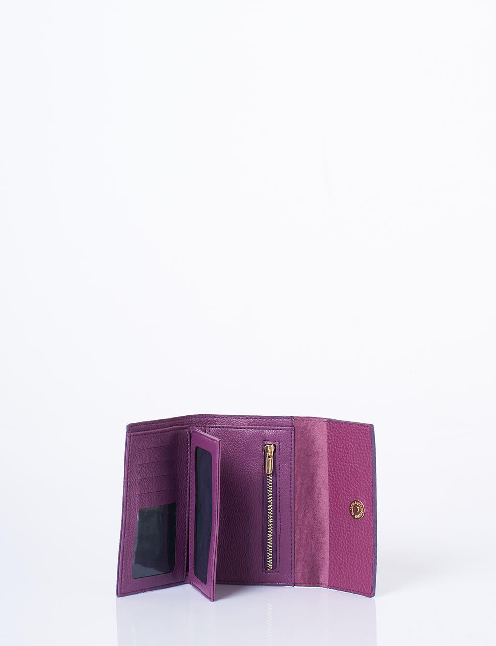Faux Leather Rectangular Wallet in Plum