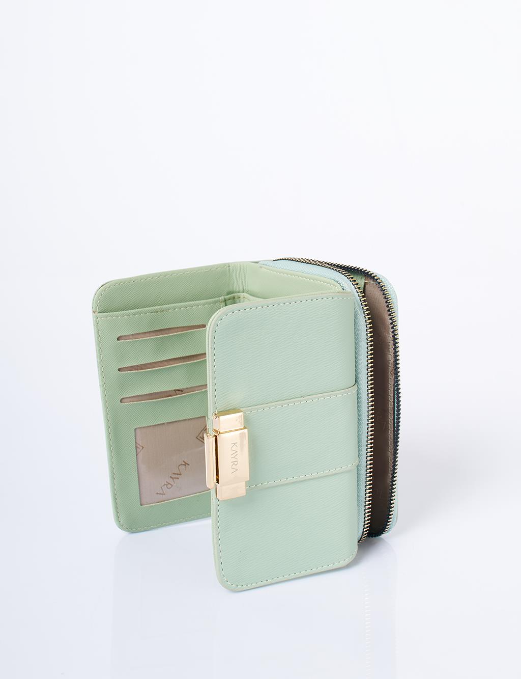 Gold Tokalı Fermuarlı Cüzdan Mint 