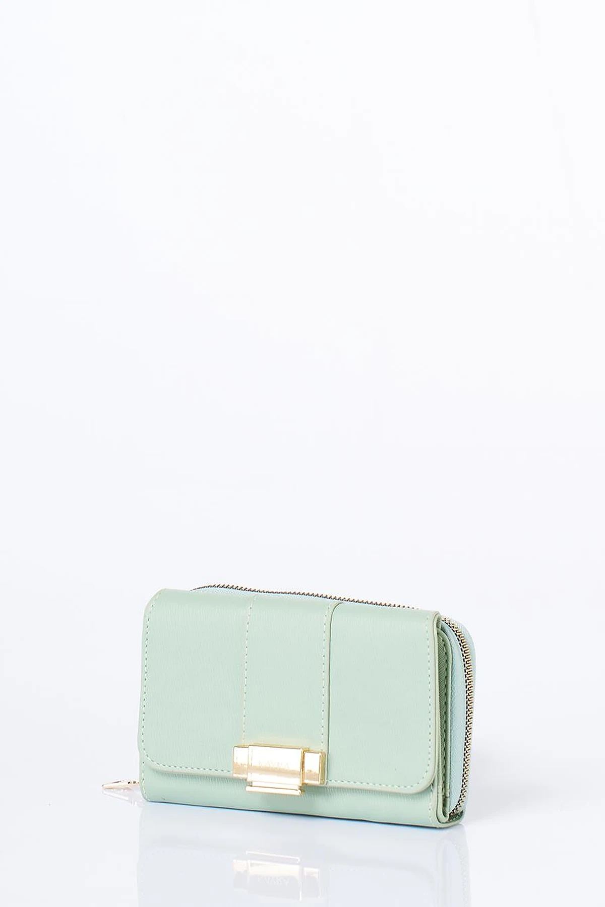 Gold Buckle Zipper Wallet Mint