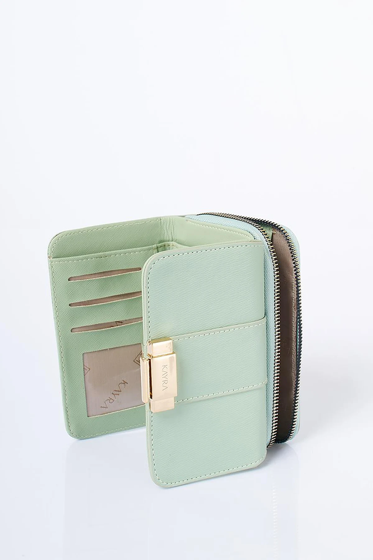 Gold Buckle Zipper Wallet Mint