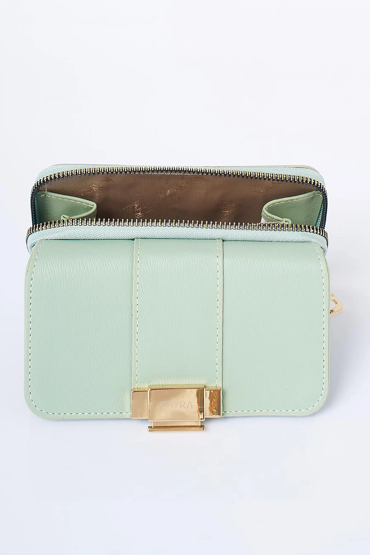 Gold Buckle Zipper Wallet Mint