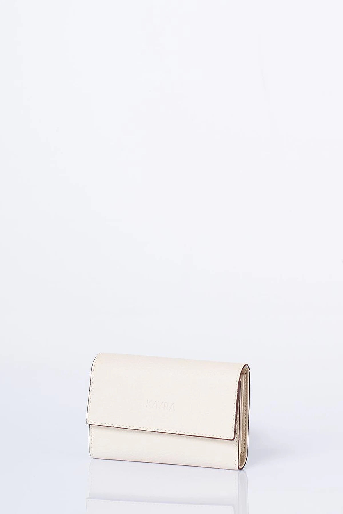 Faux Leather Rectangular Wallet in Cream