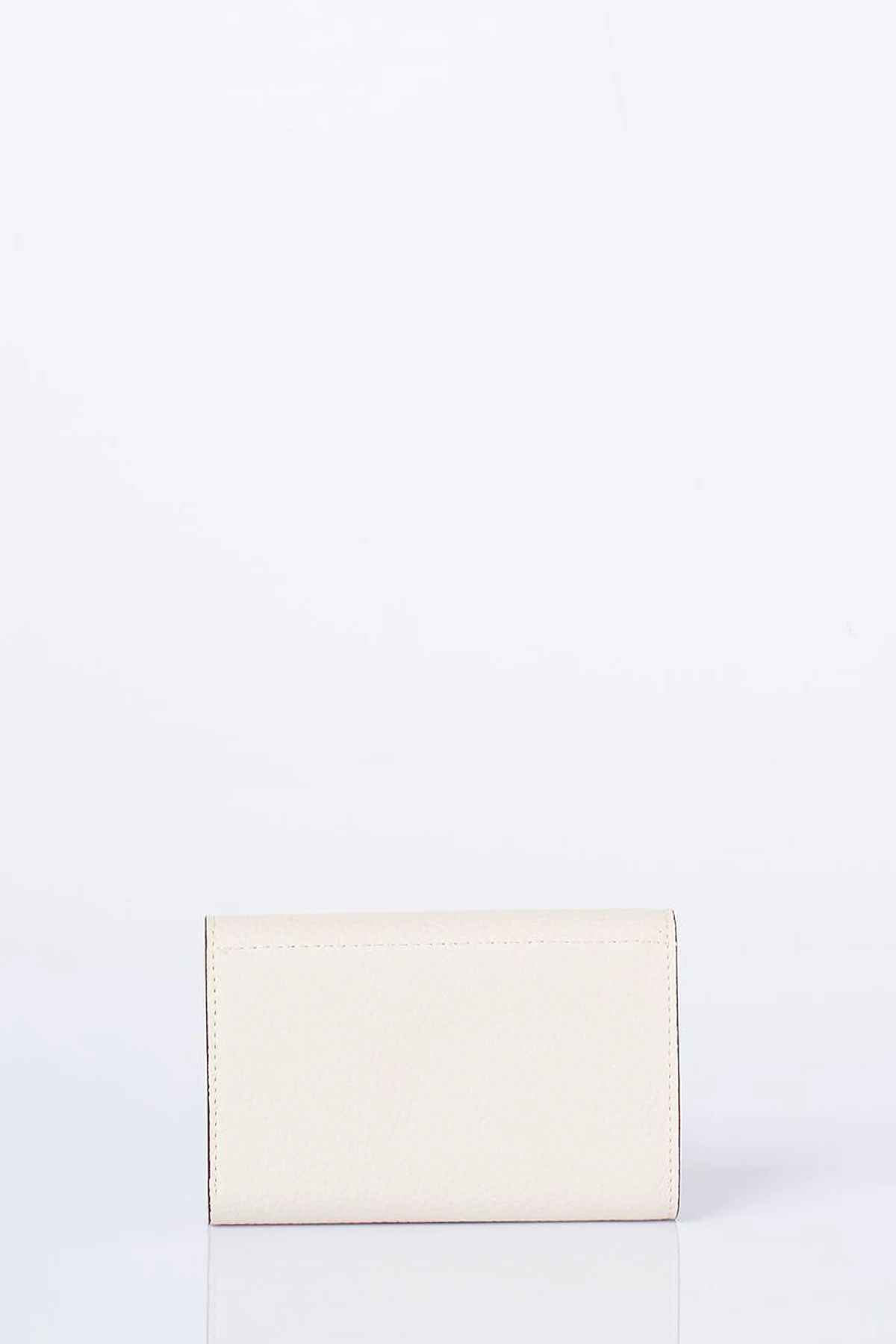 Faux Leather Rectangular Wallet in Cream