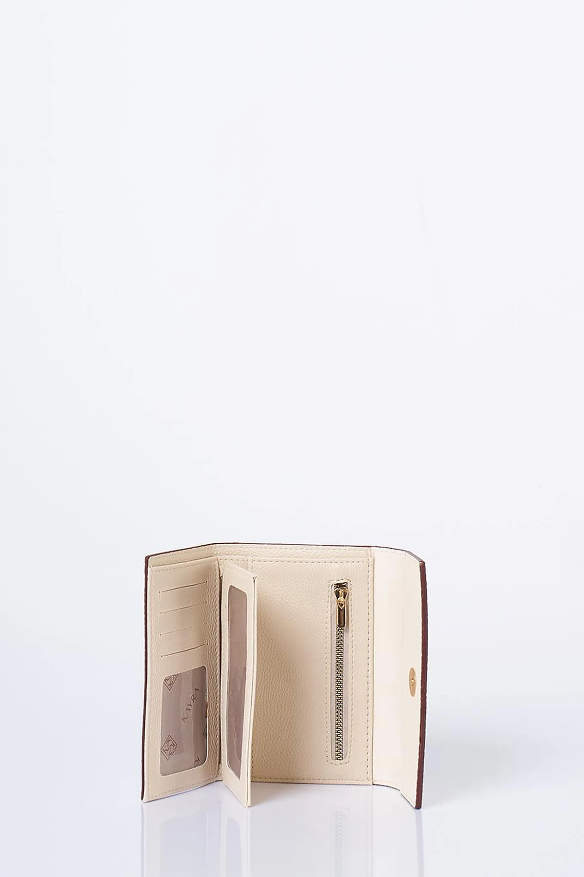 Faux Leather Rectangular Wallet in Cream