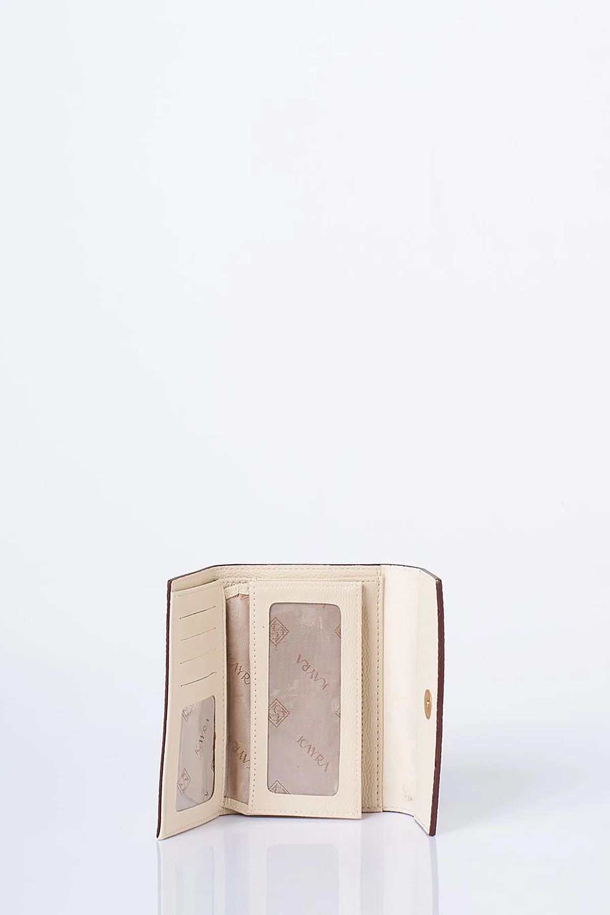 Faux Leather Rectangular Wallet in Cream