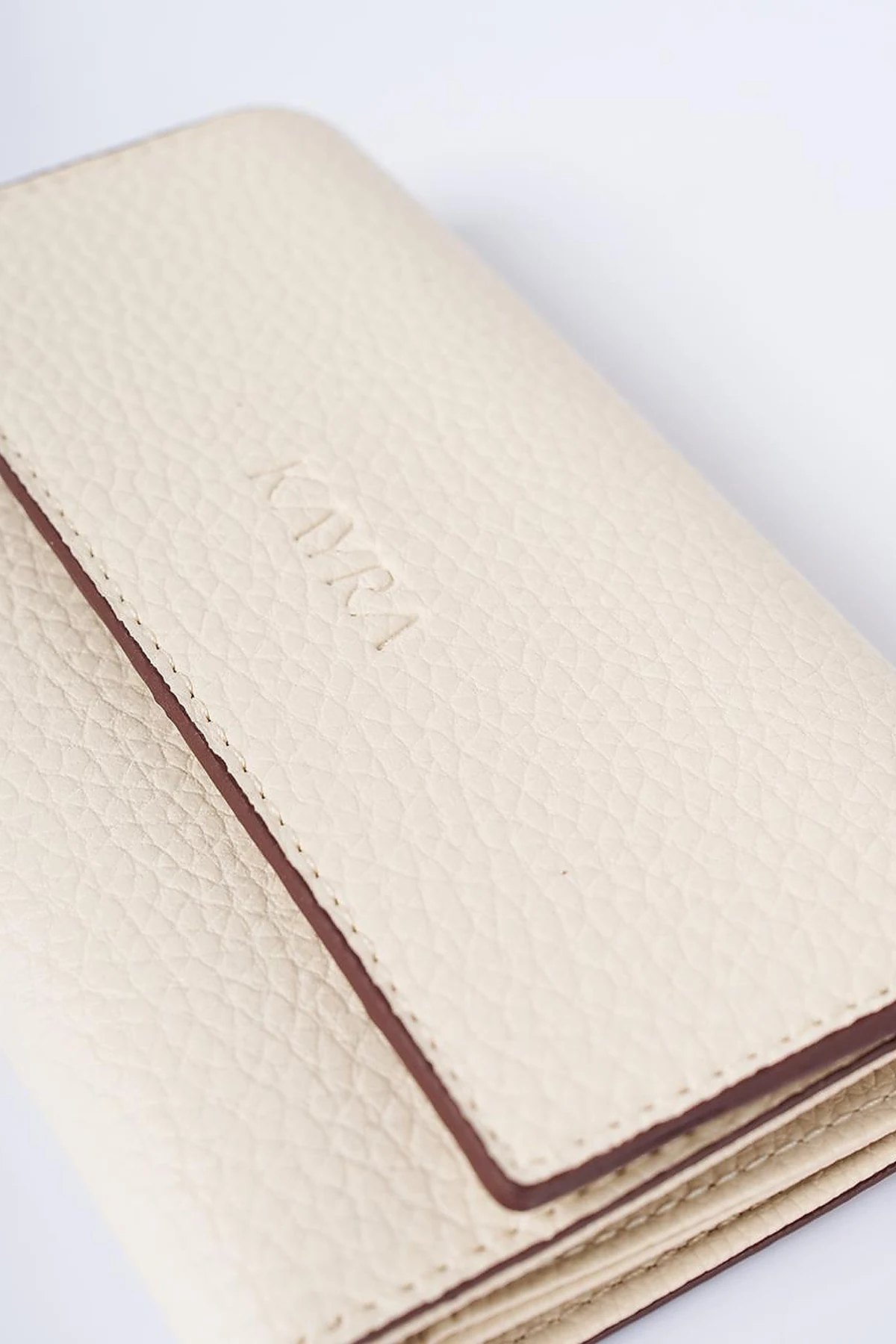 Faux Leather Rectangular Wallet in Cream