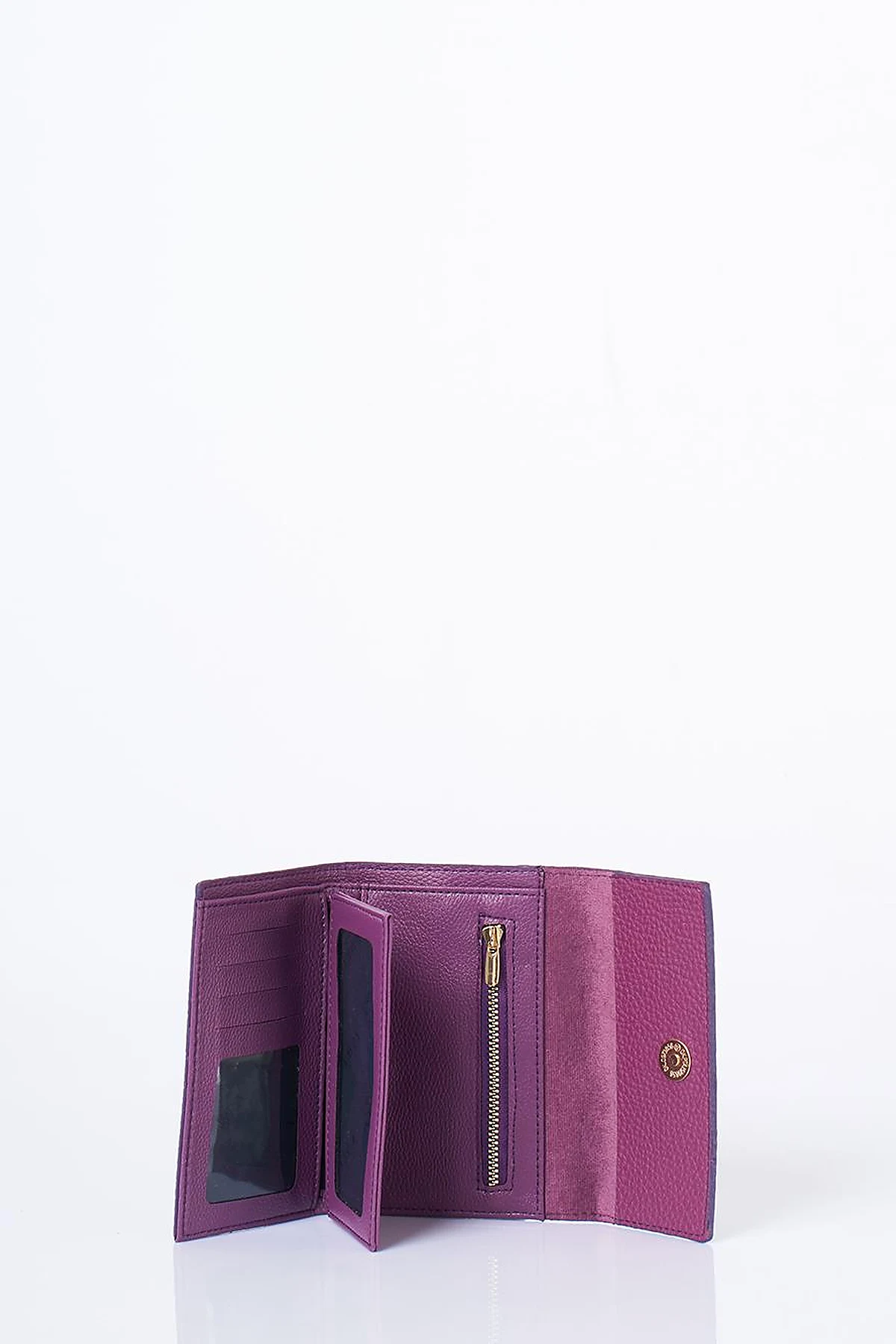 Faux Leather Rectangular Wallet in Plum