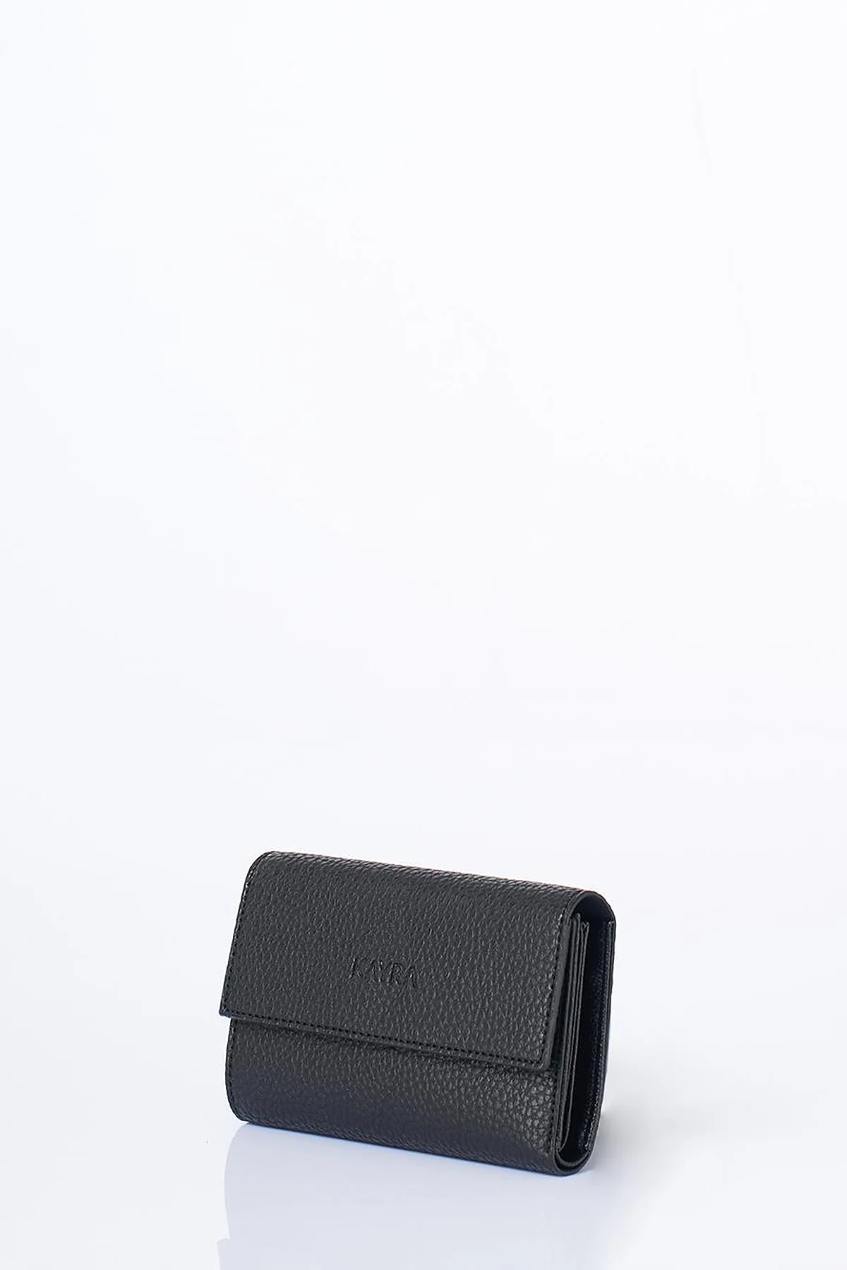 Faux Leather Rectangular Wallet in Black