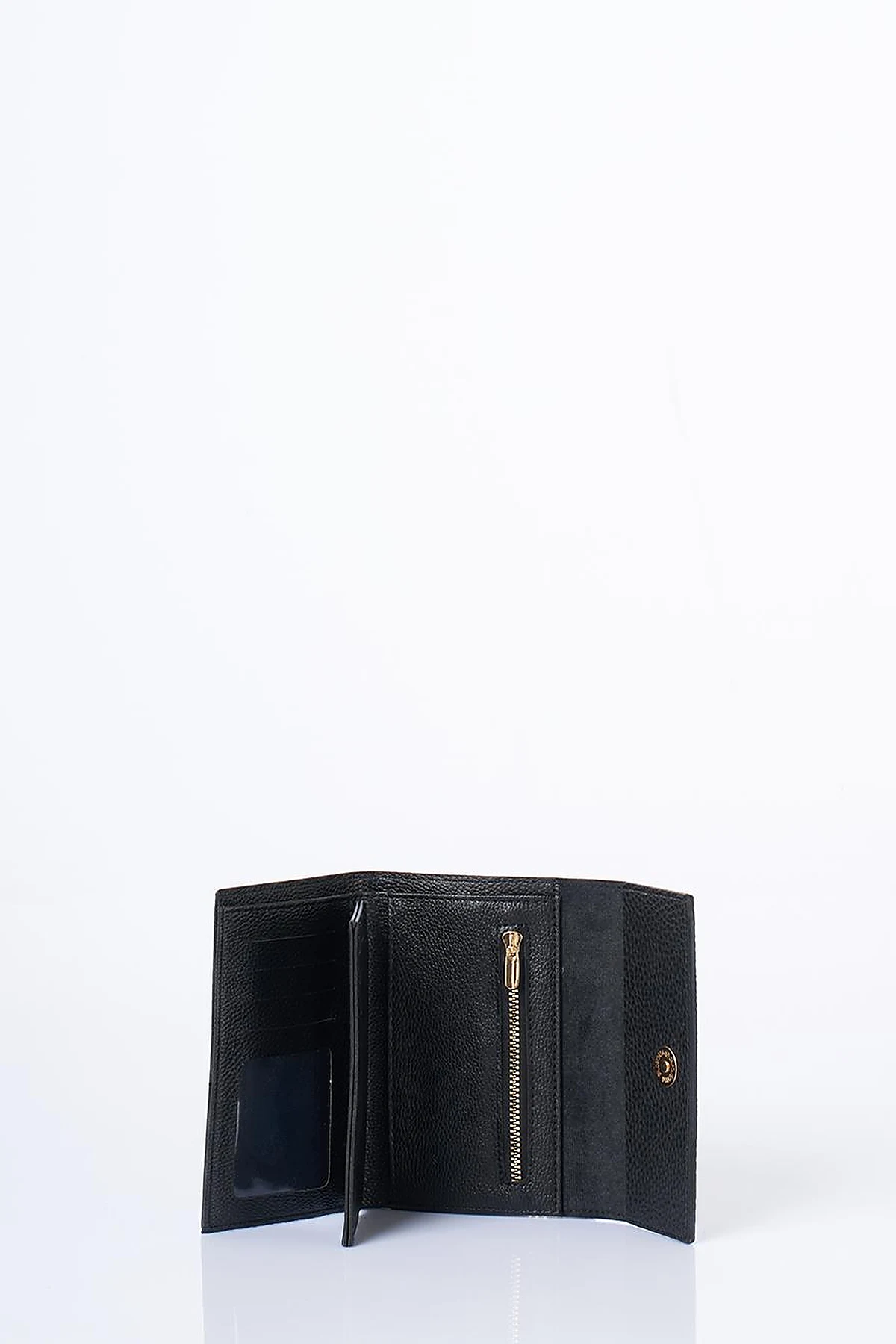 Faux Leather Rectangular Wallet in Black