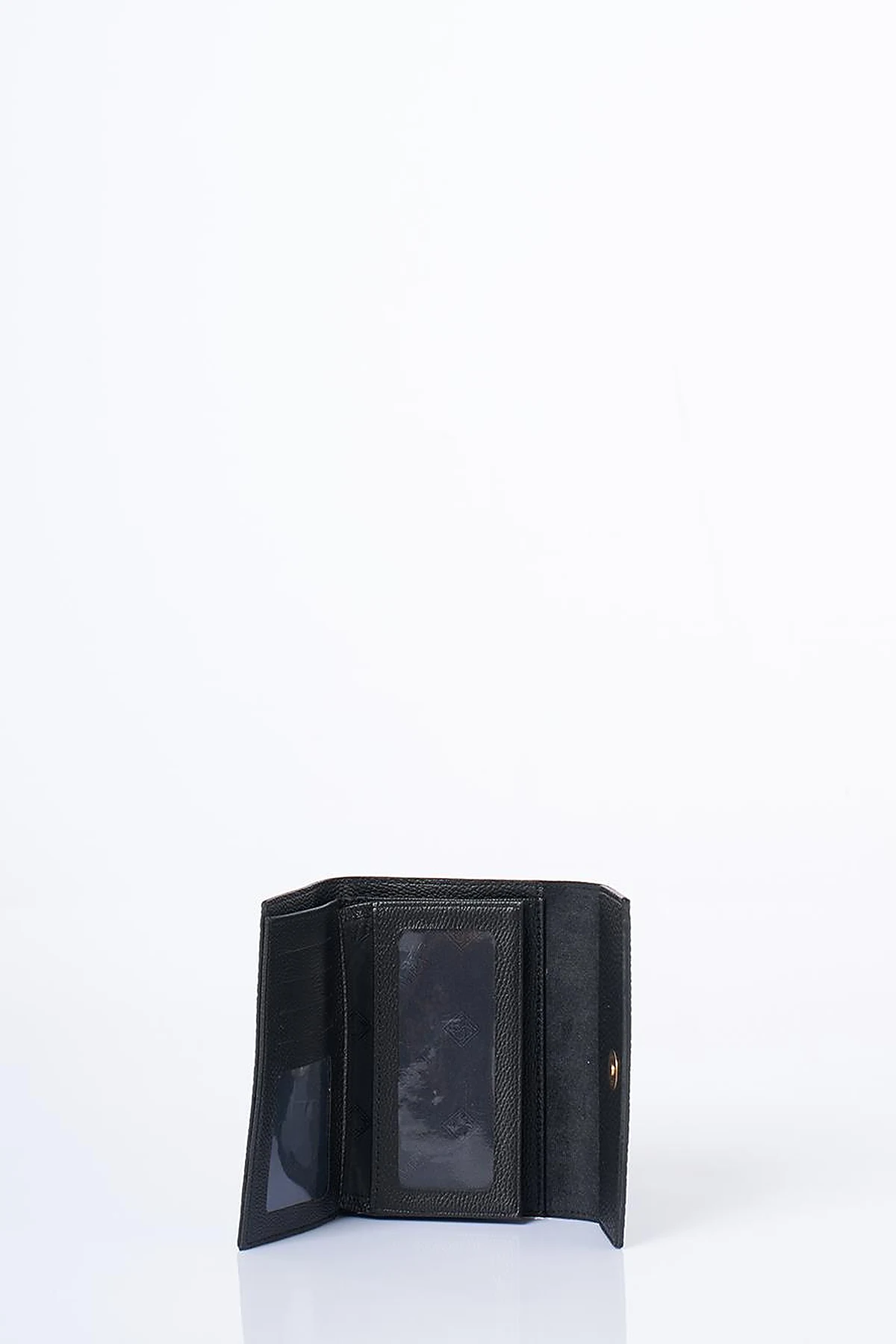 Faux Leather Rectangular Wallet in Black