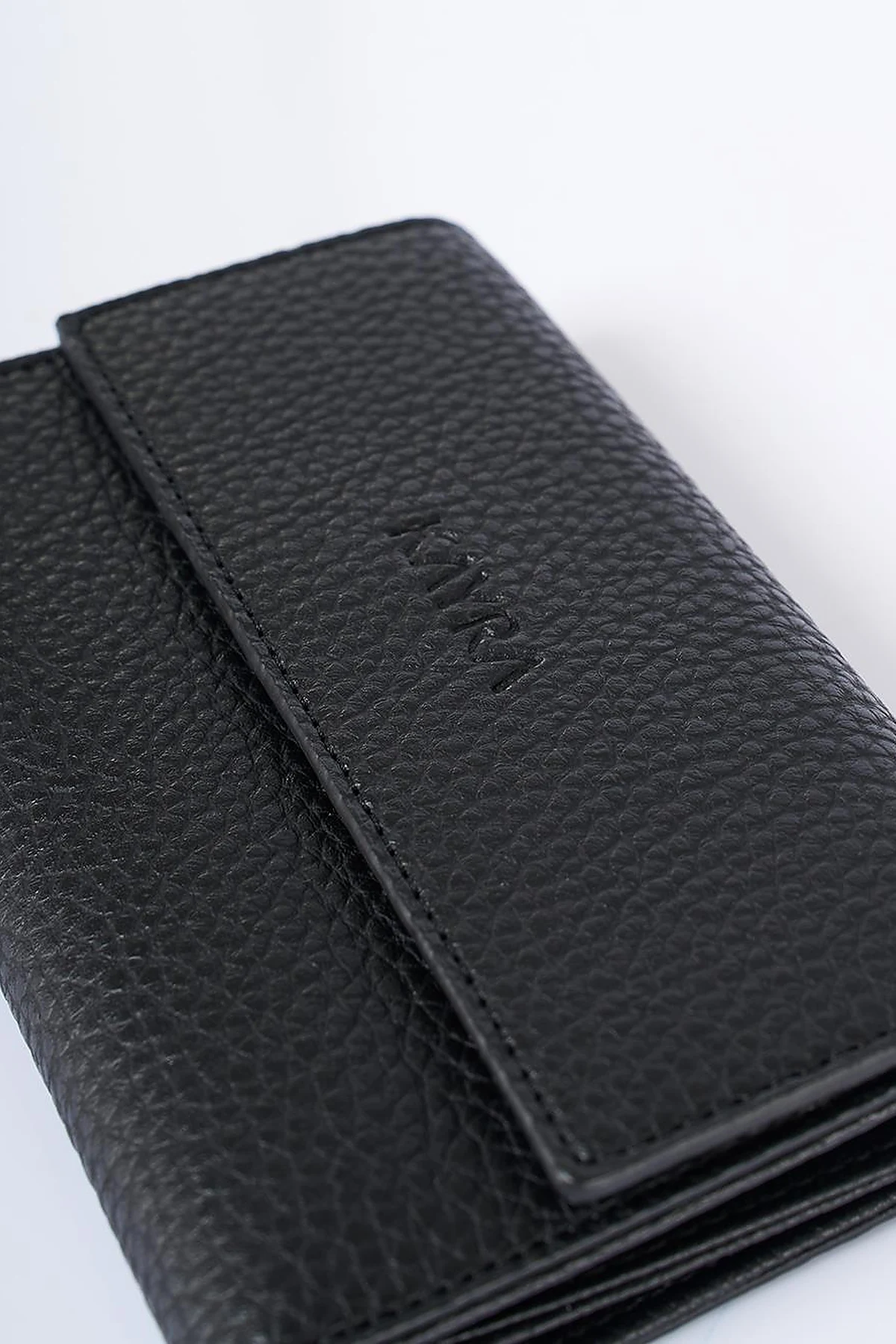 Faux Leather Rectangular Wallet in Black