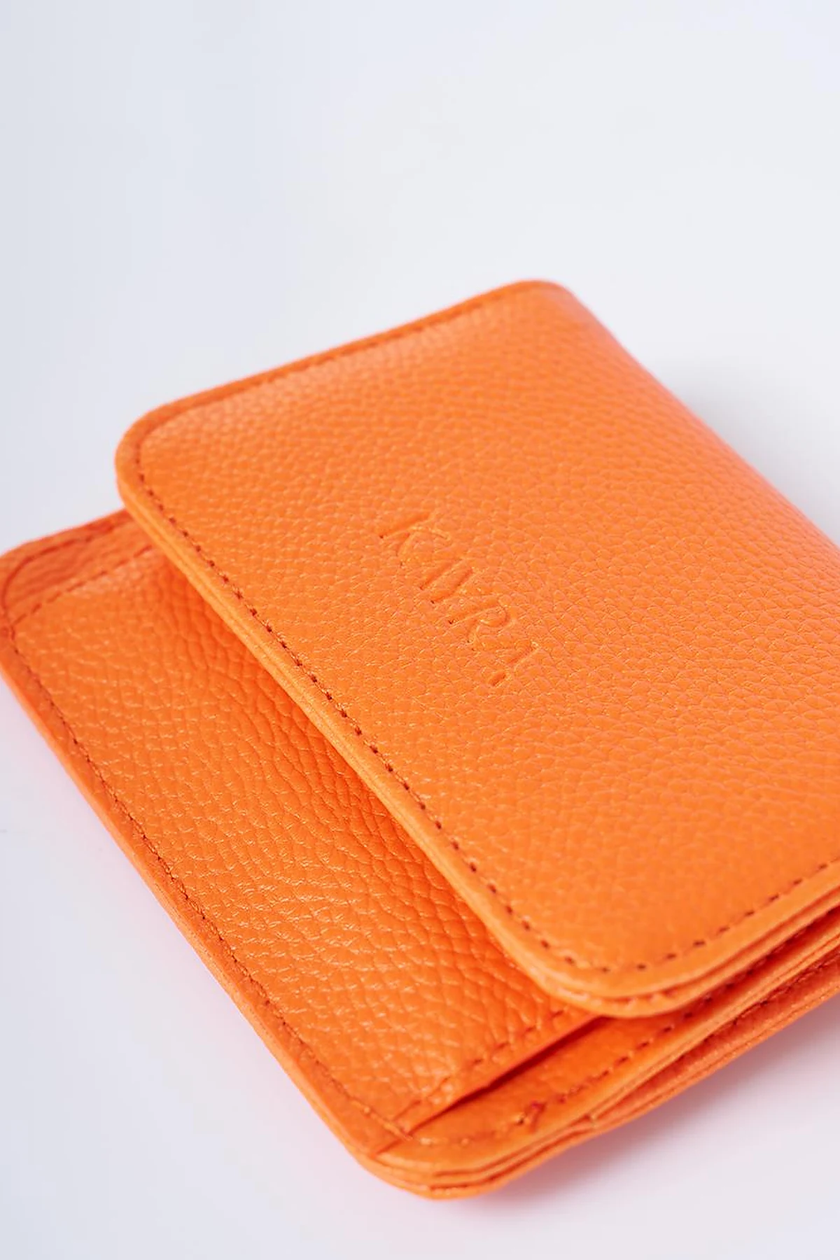 Faux Leather Square Wallet Orange